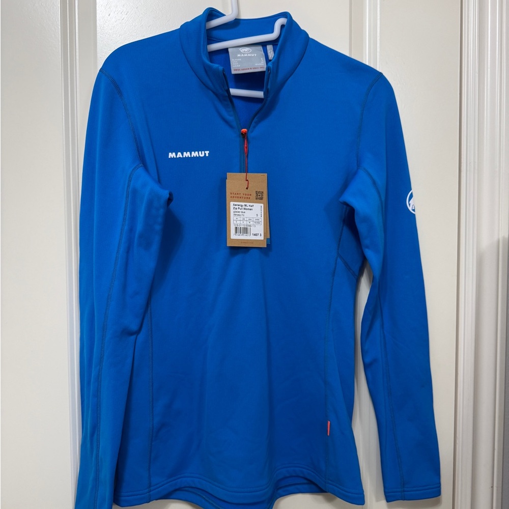NWT Mammut Bright Blue Quarter-Zip Pullover Size S - Picture 2 of 4